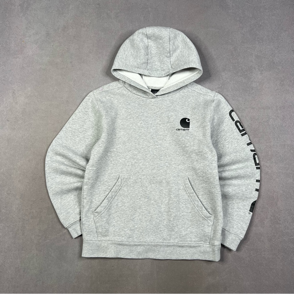Carhartt Light Gray Hoodie with Black Logo